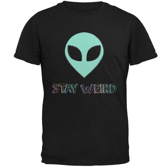 Stay Weird Alien Mens T Shirt Black LG