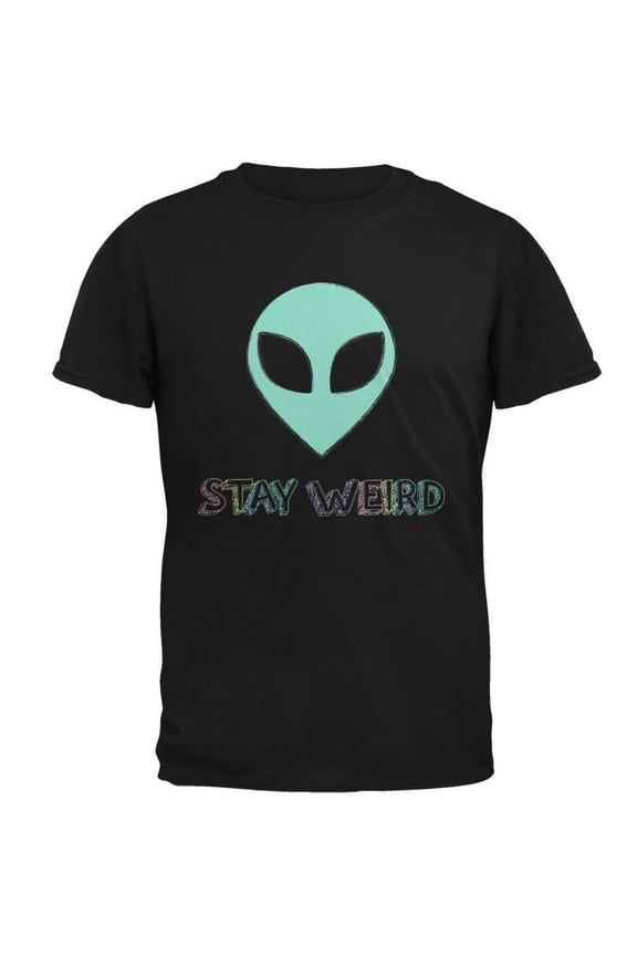 Stay Weird Alien Mens T Shirt Black LG