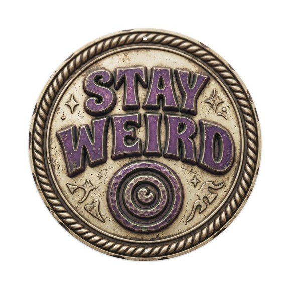 Stay Weird Classic Bedroom Accessory Retro Slogans Vintage Metal Tin Sign Plaque Wall Decor for Cafe, Club, Garden Round Metal Poster 8x8Inch