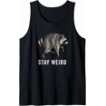 thumbnail image 1 of Stay Weird Funny Raccoon Meme Graphic Tee Unisex Tank Top Comfort Colors T-Shirt, 1 of 5