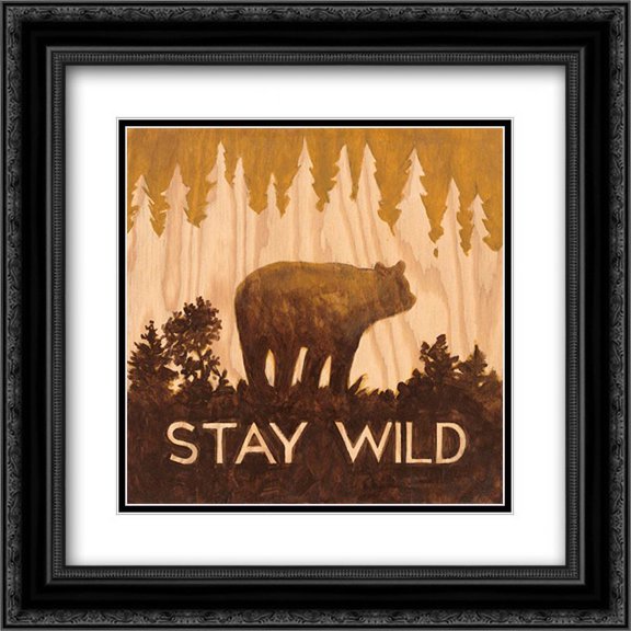 Stay Wild 2x Matted 20x20 Black Ornate Framed Art Print by Fisk, Arnie
