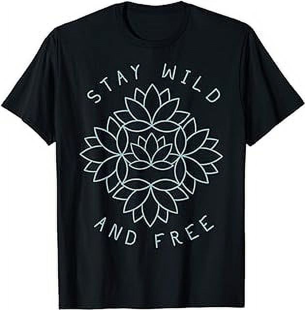 Stay Wild And Free Lotus Line Sketch T-Shirt - Walmart.com