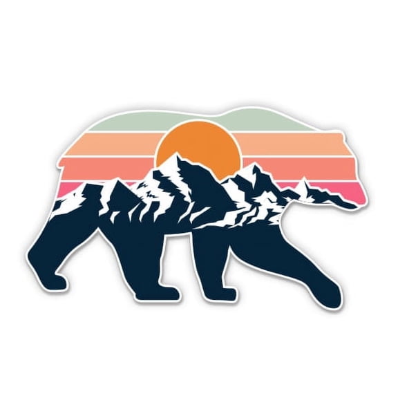 Stay Wild Bear Mountains Sunset Adventure - 12" Vinyl Sticker Waterproof Decal