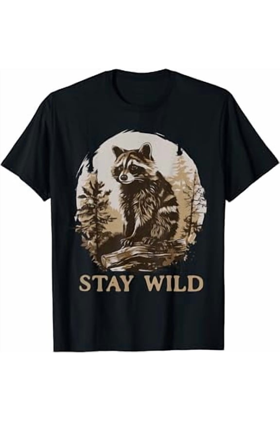 Stay Wild Cottagecore Aesthetic Raccoon Lover Vintage Racoon T-Shirt