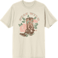 thumbnail image 1 of Stay Wild Cowboy Boot and Roses Adult Short Sleeve Tee-Large-Off-White, 1 of 6