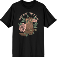 thumbnail image 1 of Stay Wild Cowboy Boot and Roses Adult Short Sleeve Tee-Medium-Black, 1 of 3