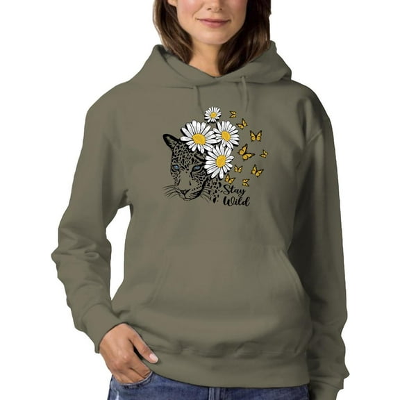 Stay Wild Daisies Positive Quote Hoodie Women -Image by Shutterstock, Female Medium