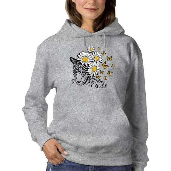 Stay Wild Daisies Positive Quote Hoodie Women -Image by Shutterstock, Female Small