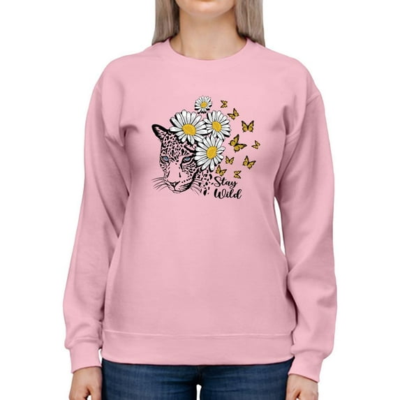 Stay Wild Daisies Positive Quote Sweatshirt Women -Image by Shutterstock, Female 3X-Large