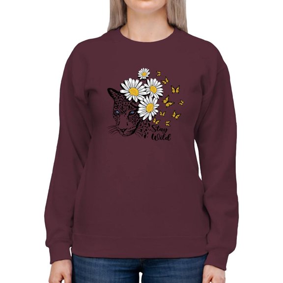 Stay Wild Daisies Positive Quote Sweatshirt Women -Image by Shutterstock, Female 3X-Large