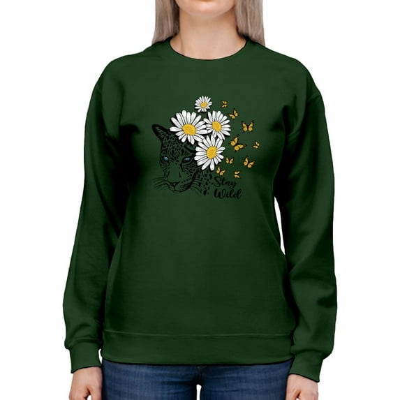 Stay Wild Daisies Positive Quote Sweatshirt Women -Image by Shutterstock, Female 5X-Large