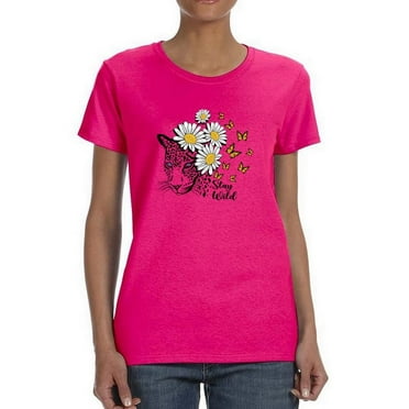 Stay Wild Daisies Positive Quote T-Shirt Women -Image by Shutterstock, Female Small