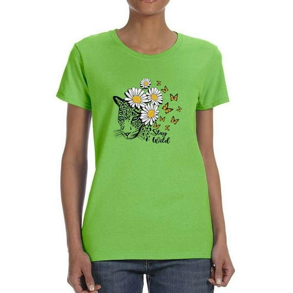Stay Wild Daisies Positive Quote T-Shirt Women -Image by Shutterstock, Female x-Large