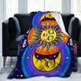 thumbnail image 1 of Stay Wild Moon Child Flannel Blanket Hippy Room Decor Soft Cozy Lightweight Sun Moon Throw Blanket Gifts for Couch Sofa Bed Livingroom Car Camping 60"x50", 1 of 6