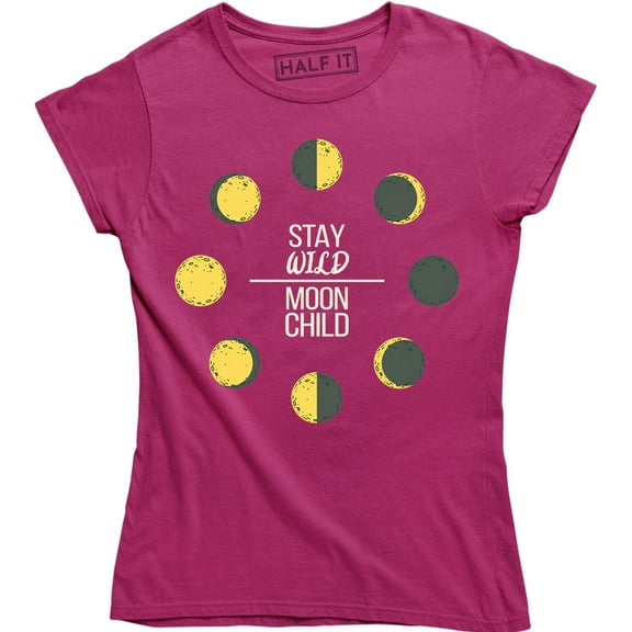 Stay Wild Moon Child Women's Lunar Quote Solar System T-Shirt