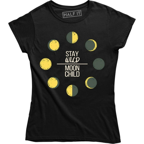 Stay Wild Moon Child Women's Lunar Quote Solar System T-Shirt
