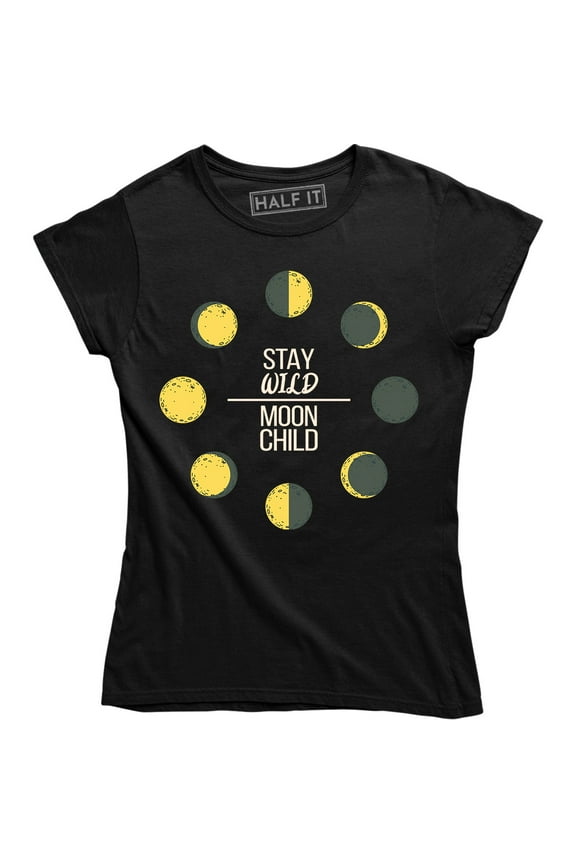 Stay Wild Moon Child Women's Lunar Quote Solar System T-Shirt