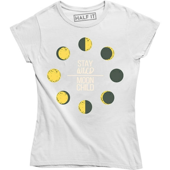 Stay Wild Moon Child Women's Lunar Quote Solar System T-Shirt