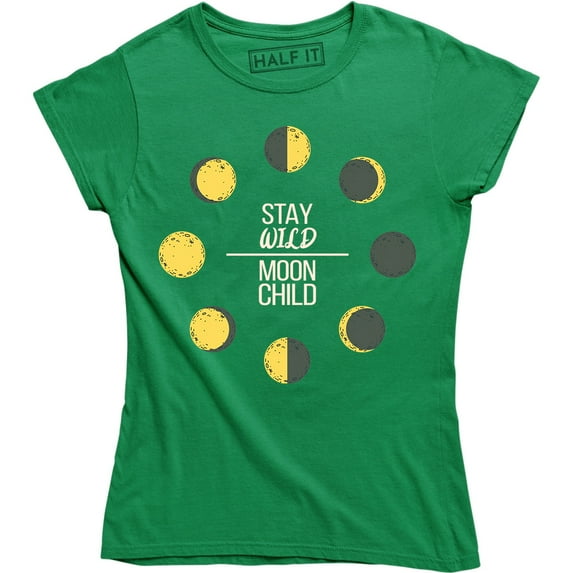 Stay Wild Moon Child Women's Lunar Quote Solar System T-Shirt