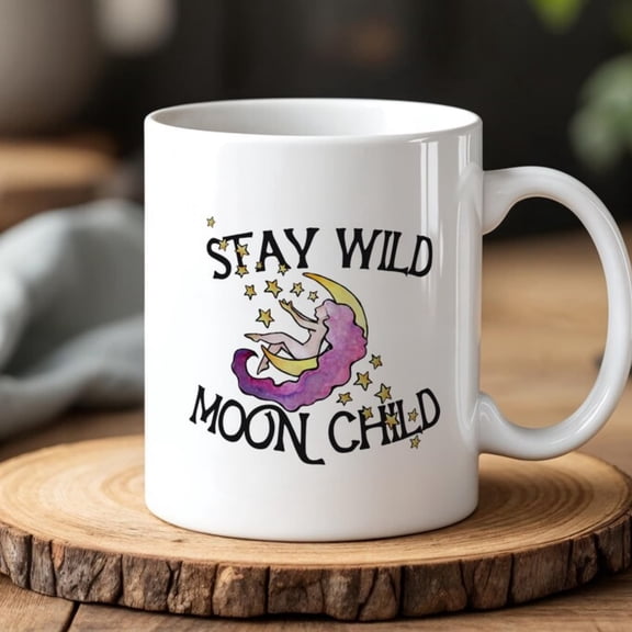 Stay Wild Moon Mug Boho Celestial Coffee Cup Spiritual Gift Astrology and Moon Lovers.
