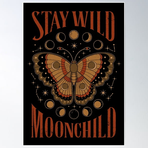 Stay Wild Moonchild Poster Wall Art, Modern Wall Decor For Living Room Bedroom, 24x36 UNFRAMED