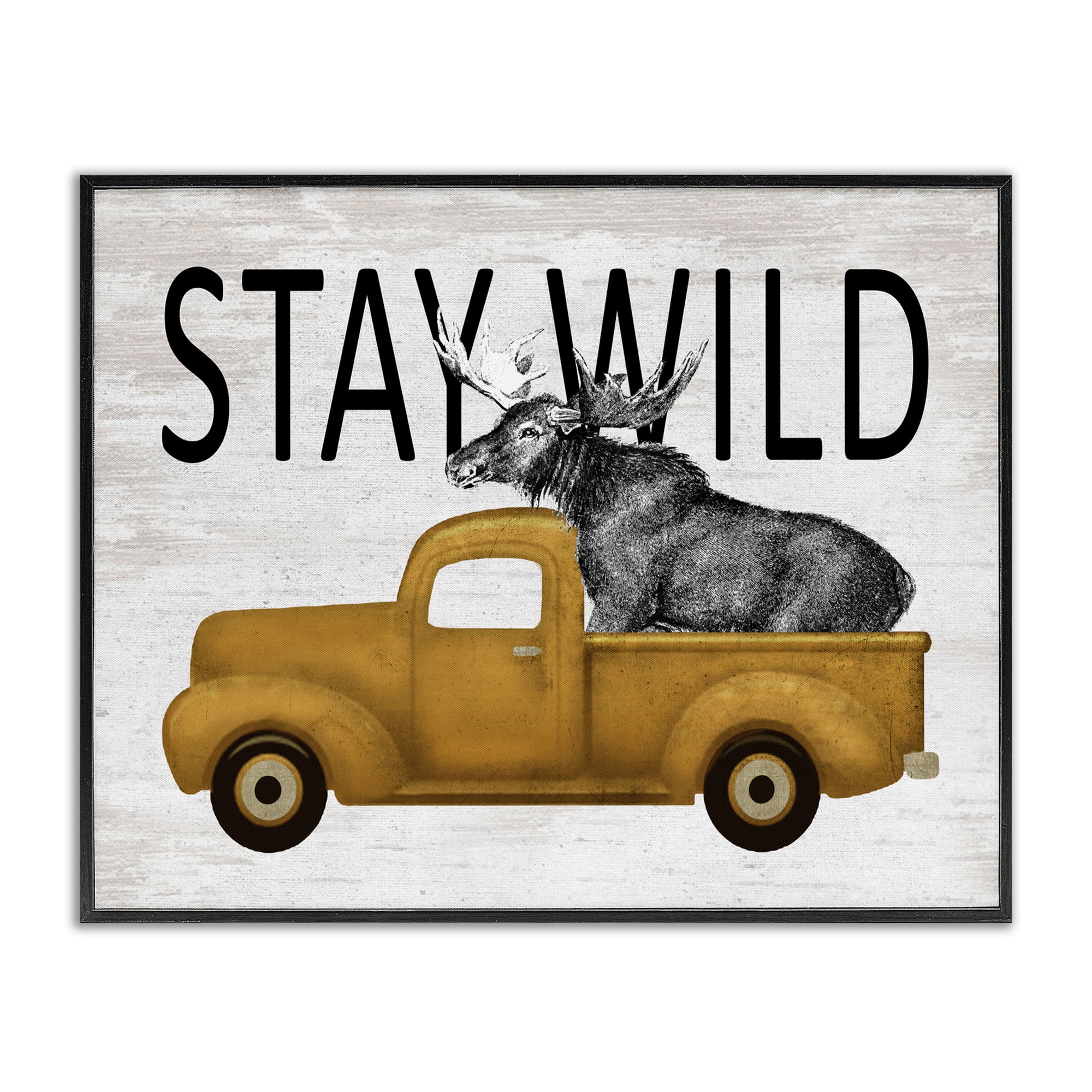 Stay Wild Moose Truck Black Framed Giclee Art, design by Lettered and Lined