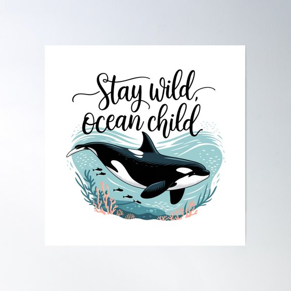 Stay Wild, Ocean Child Poster Wall Art, Modern Wall Decor For Living Room Bedroom, 24x24 UNFRAMED