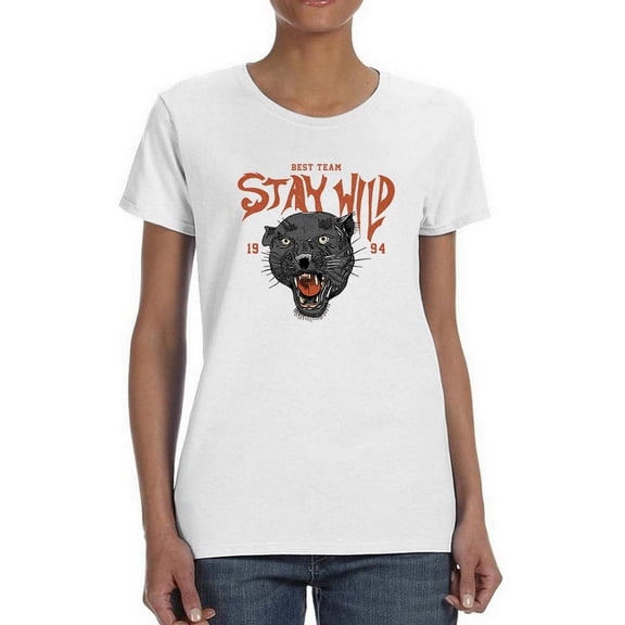 Stay Wild Roar Panther Art Shaped T-Shirt Women -Image by Shutterstock, Female Large