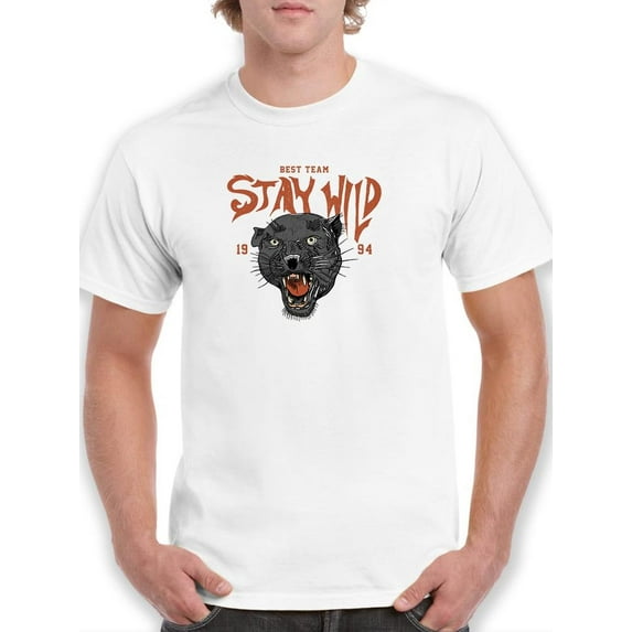 Stay Wild Roar Panther Art T-Shirt Men -Image by Shutterstock, Male 4X-Large