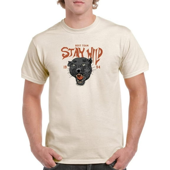 Stay Wild Roar Panther Art T-Shirt Men -Image by Shutterstock, Male Small