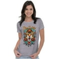 thumbnail image 1 of Stay Wild Tiger Head Rose Tattoo Womens Slim Fit Graphic Tee Brisco Brands S, 1 of 5