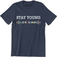 thumbnail image 1 of Stay Young Love Techno Printed Music Lover Slogan Gift Men's Tee Shirt, 1 of 4
