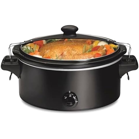 Stay or Go Portable Slow Cooker with Lid Lock, Dishwasher-Safe Crock, 6-Quart, Black 33261