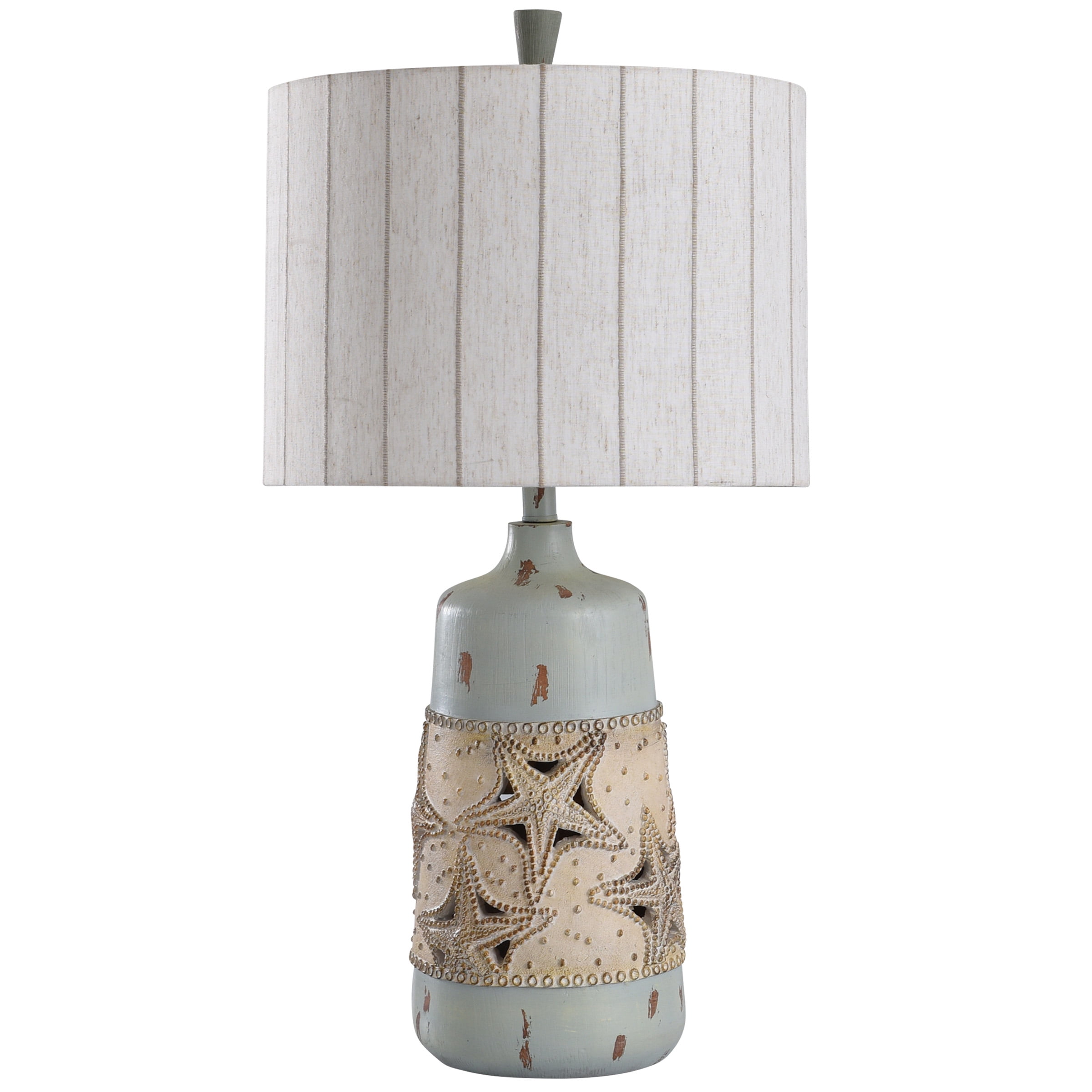 Staybridge Coastal Blue Cast Table Lamp with Starfish Motif