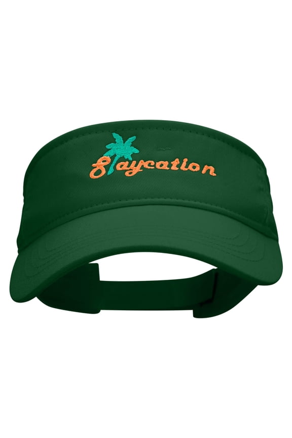 Staycation Embroidered Brushed Sports Visor - Forest OSFM