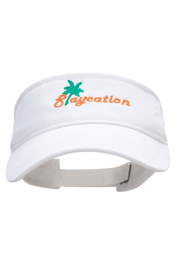 Staycation Embroidered Brushed Sports Visor - White OSFM