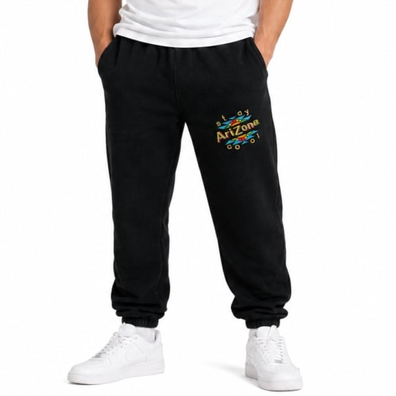Staycool Arizona Men's Black Sweatpants with Elastic Waistband & Drawstring (Medium)