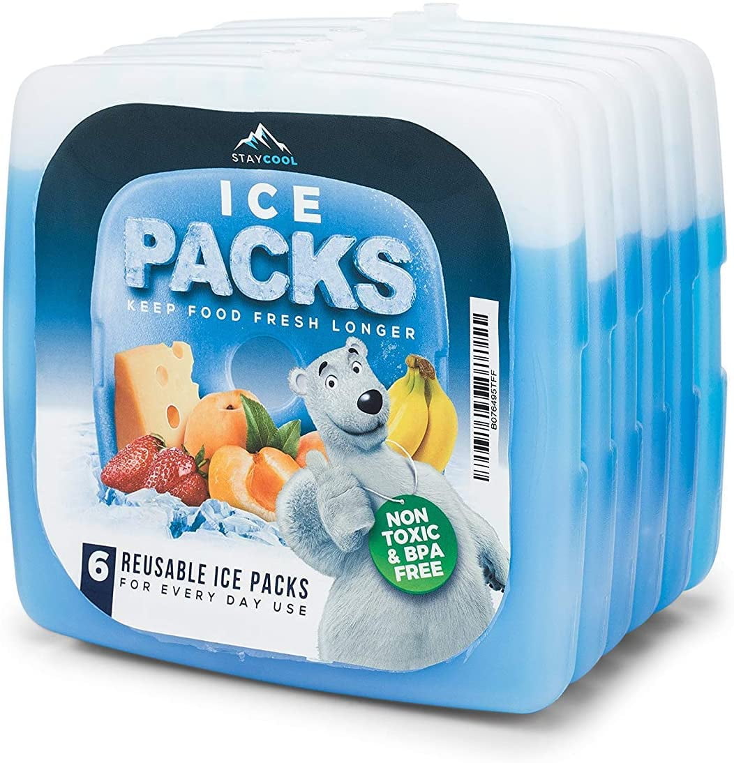 Staycool Dynamic Gear Reusable Ice Pack (6 Pack) for Lunch Box - Slim,  Lightweight Freezer Cold Packs for Coolers, Lunch Boxes & Camping