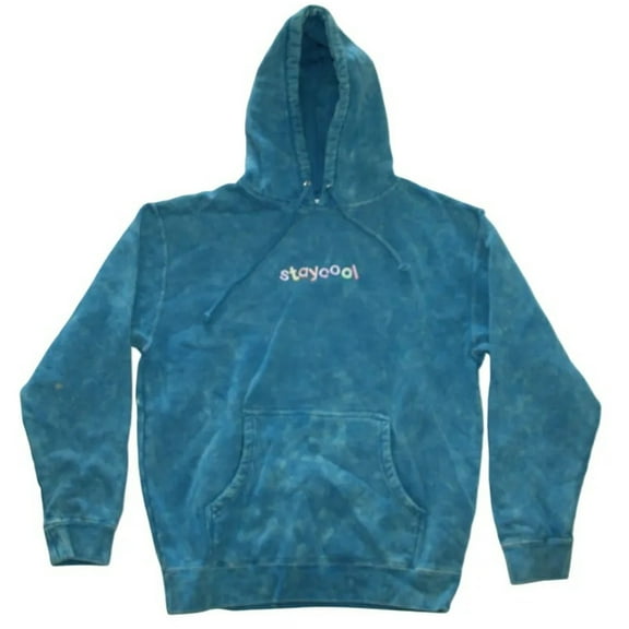 Staycool Tribal Acid Wash Turquoise Hoodie with Drawstring Closure (Medium)