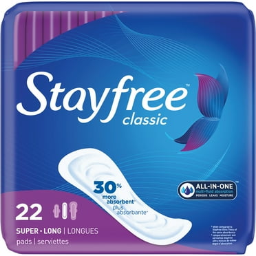 Stayfree Classic Pads Super Long without Wings, Unscented, 22 Ct