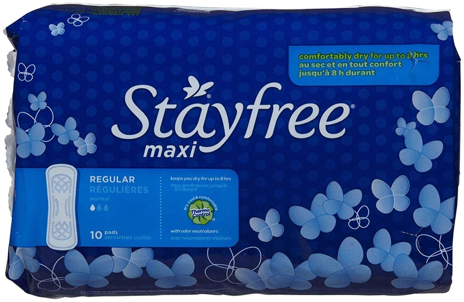 Stayfree Maxi Pads Regular 10 Count | Comfortable Feminine Pads with Reliable Leak Protection, Soft Cover, and All-Day Freshness for Everyday Use