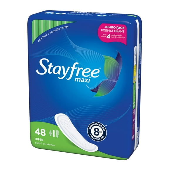 Stayfree Maxi Pads for Women, Super - 48 Count