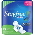 thumbnail image 1 of Stayfree Maxi Super Long Pads with Wings For Women, Reliable Protection and Absorbency of Feminine Periods, 45 count, 1 of 6