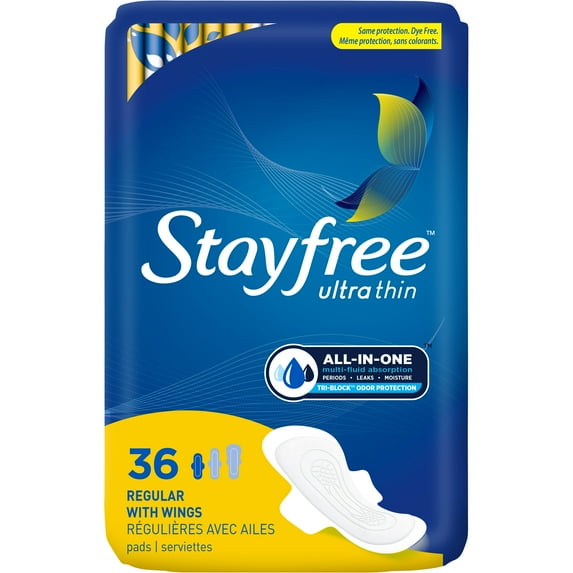 Stayfree Ultra Thin Pads with Wings, Unscented, Regular, 36 Ct
