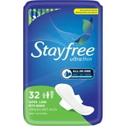 Stayfree Ultra Thin, Super Long with Wings Pads, 32 Pads