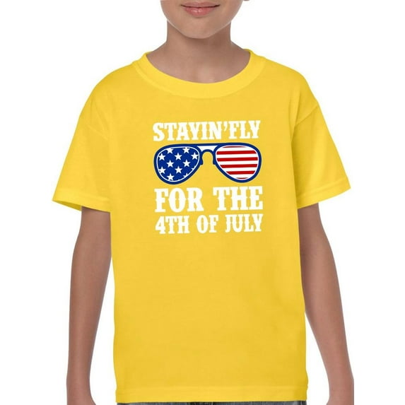 Stayin' Fly 4Th July Glasses T-Shirt Juniors -Image by Shutterstock, x-Small