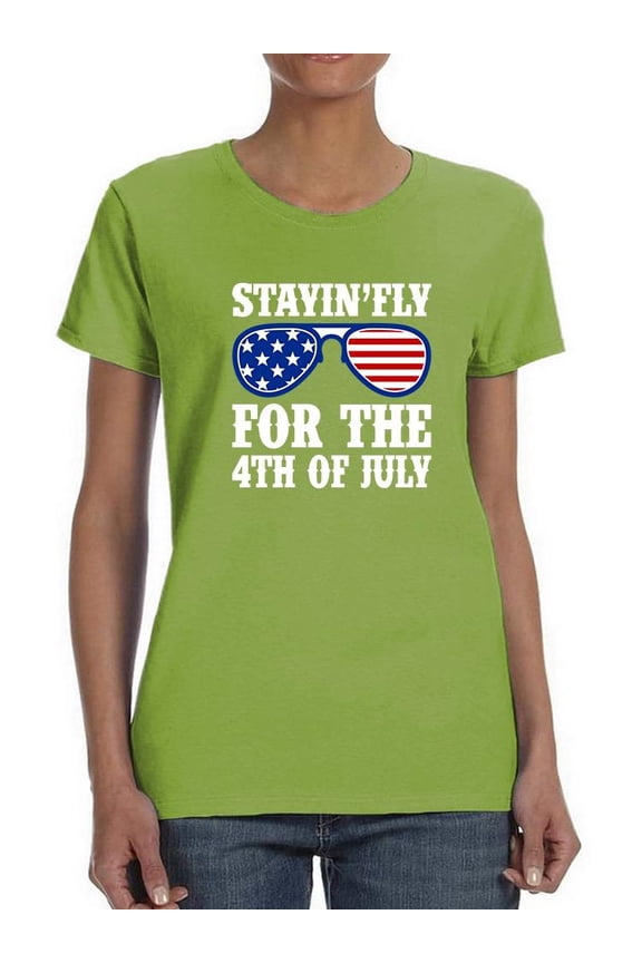 Stayin' Fly 4Th July Glasses T-Shirt Women -Image by Shutterstock, Female Large