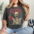 thumbnail image 1 of Staying Alive Coffee Lovers Shirt, Funny Skeleton T-Shirt, Sarcastic Skull Shirt, Skeleton Lovers Gift, Coffee Addict Tee, Funny Coffee, 1 of 5