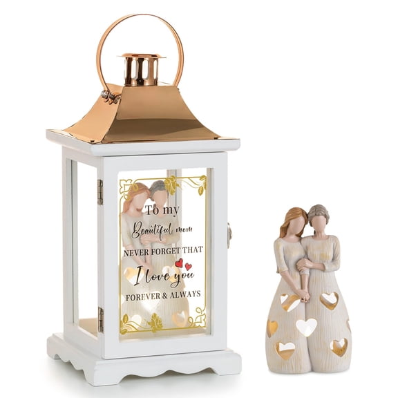 Staymoment Unique Gifts for Mom from Daughter: Mothers Birthday Gifts Ideas Decorative Lantern Candle Holders Decor with Tealight Mother Daughter Figurines Home Decoration Y114