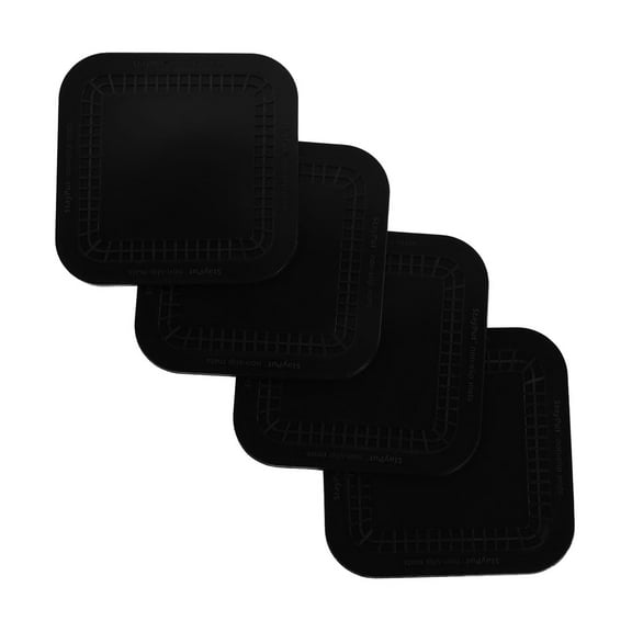 Stayput non-slip placemat, square coasters, 4'' x 4'', black, set of 4